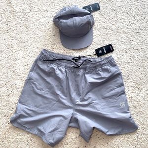 LOT of 2 NWT ALLBIRDS Natural run short & cap combo merino wool blend gray set